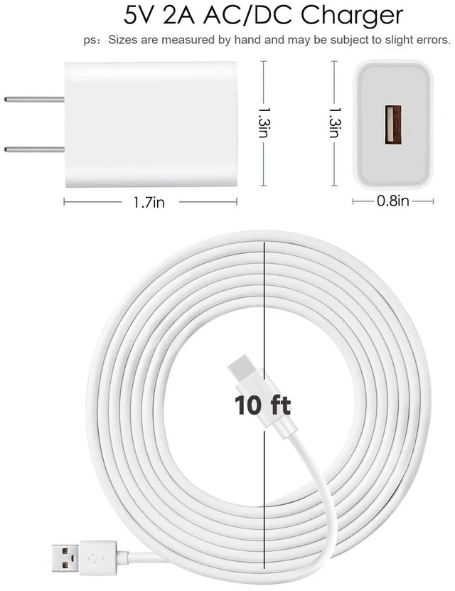 Alt view image 7 of 10 - 3 Pack 10FT USB C Camera Charger for Arlo Essential Camera 2nd/3rd Gen, Essential XL 2nd/3rd Gen, Essential Pan Tilt, Pro 6/XL 6, Ultra 3 Cam Charging Cord Power Cable for WYZE Duo Cam Pan, Cam Pan v4