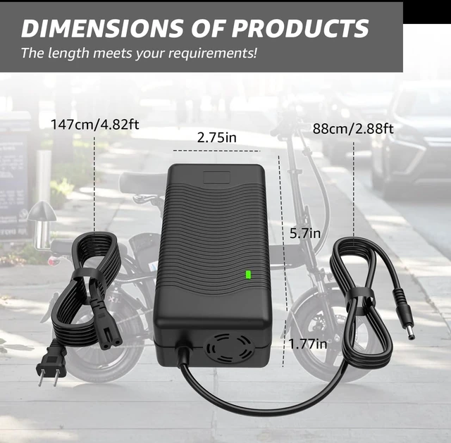 Alt view image 7 of 10 - Norward 54.6V Charger for Jetson Haze,Lithium Battery Charger Compatible with Jetson Haze JHAZE-BLK JHAZE-BLK-OB JHAZE-CAN-BLK JHAZEBLK Electric Power Cord
