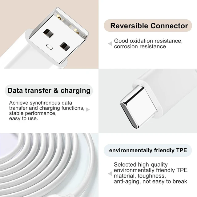 Alt view image 9 of 10 - 3 Pack 10FT USB C Camera Charger for Arlo Essential Camera 2nd/3rd Gen, Essential XL 2nd/3rd Gen, Essential Pan Tilt, Pro 6/XL 6, Ultra 3 Cam Charging Cord Power Cable for WYZE Duo Cam Pan, Cam Pan v4