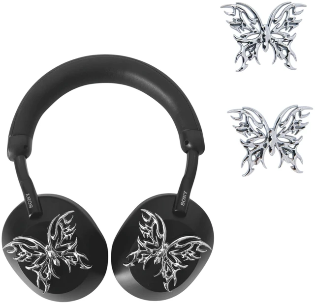 Alt view image 6 of 10 - Butterfly Chrome Attachments for Sony WH-1000XM6/Sony XM5/Sony XM4/Sony CH520/Sony CH720/JBL Headphones/Marshall Headphones/AirPods Max, 2 Butterflies only, no Headset Included, Headphone Accessories
