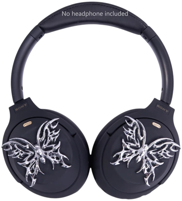 Alt view image 7 of 10 - Butterfly Chrome Attachments for Sony WH-1000XM6/Sony XM5/Sony XM4/Sony CH520/Sony CH720/JBL Headphones/Marshall Headphones/AirPods Max, 2 Butterflies only, no Headset Included, Headphone Accessories