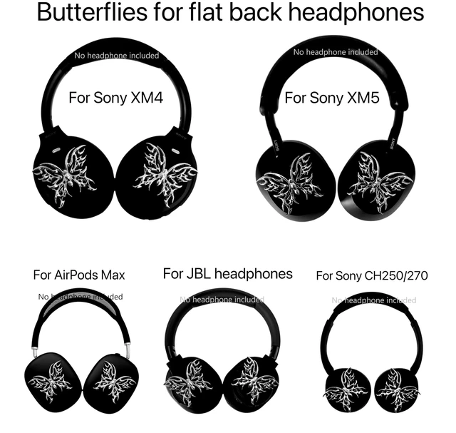 Alt view image 8 of 10 - Butterfly Chrome Attachments for Sony WH-1000XM6/Sony XM5/Sony XM4/Sony CH520/Sony CH720/JBL Headphones/Marshall Headphones/AirPods Max, 2 Butterflies only, no Headset Included, Headphone Accessories