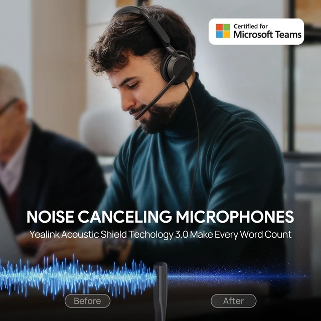 Alt view image 7 of 10 - Yealink UH42 USB-C/A Wired Headset,AI Noise Cancelling Mic,in-Line Controls