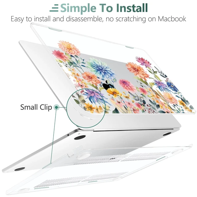 Alt view image 8 of 10 - TWOLSKOO for MacBook Air 15 inch Case 2025 2024 2023 Release M4 A3241 M3 A3114 M2 A2941, Plastic Hard Shell & Screen Protector & Keyboard Cover & Trackpad Film, Beautiful Flowers