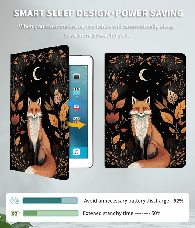 Alt view image 9 of 10 - Case Fits All-New Kindle Fire HD 8 & 8 Plus Tablet(12th Generation/10th Generation, 2022/2020 Release) 8" Slim Lightweight PU Leather Smart Stand Cover Case with Auto Wake/Sleep,Cute Fox