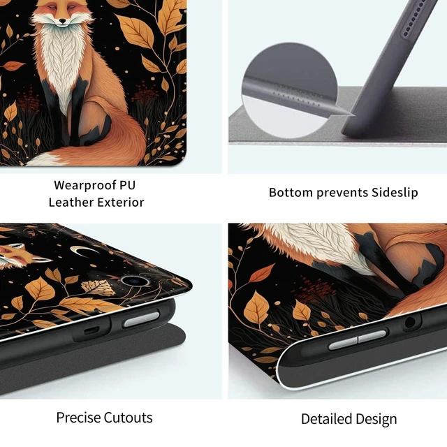 Alt view image 8 of 10 - Case Fits All-New Kindle Fire HD 8 & 8 Plus Tablet(12th Generation/10th Generation, 2022/2020 Release) 8" Slim Lightweight PU Leather Smart Stand Cover Case with Auto Wake/Sleep,Cute Fox