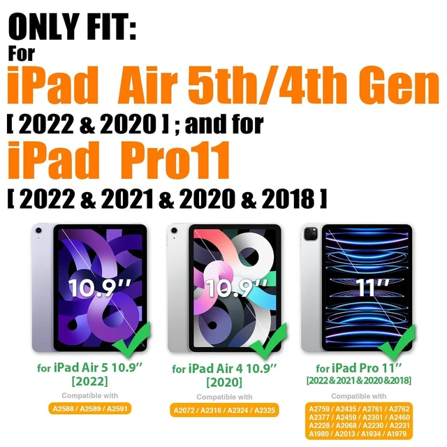 Alt view image 7 of 10 - SEYMAC stock Case for iPad Air 5th/4th Generation/Pro 11 (4th/3rd/2nd) with Screen Protector Pen Holder, 360 Rotate Hand Strap/Stand Case for iPad Air 5th/4th Gen 10.9''/ Pro 11'' (Blue+Black)