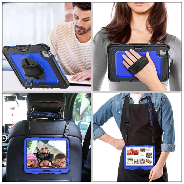 Alt view image 10 of 10 - SEYMAC stock Case for iPad Air 5th/4th Generation/Pro 11 (4th/3rd/2nd) with Screen Protector Pen Holder, 360 Rotate Hand Strap/Stand Case for iPad Air 5th/4th Gen 10.9''/ Pro 11'' (Blue+Black)