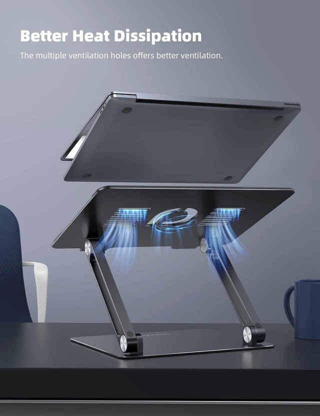 Alt view image 8 of 10 - Lamicall Adjustable Laptop Stand, Portable Laptop Riser, Aluminum Laptop Stand for Desk Foldable, Ergonomic Computer Notebook Stand Holder for MacBook Air Pro, Dell XPS, HP (10-17.3'') - Black