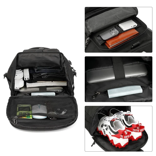 Alt view image 10 of 10 - Kalesi Gym Duffle Bag Backpack 4-Way Waterproof with Shoes Compartment for travel Sport Hiking laptop (Black)