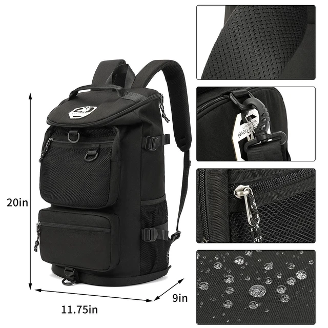 Alt view image 7 of 10 - Kalesi Gym Duffle Bag Backpack 4-Way Waterproof with Shoes Compartment for travel Sport Hiking laptop (Black)