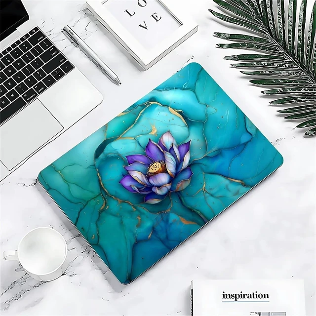 Alt view image 8 of 10 - Punmada for MacBook Pro 16 Inch Release 2021/2023 Model A2485/A2780 Clear Computer Case,Hardshell Laptop Case Marble Textured Lotus Flower