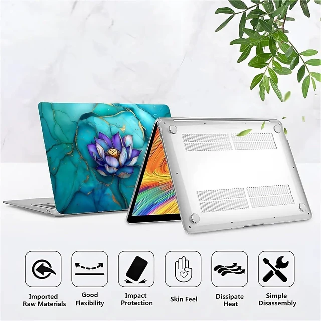 Alt view image 7 of 10 - Punmada for MacBook Pro 16 Inch Release 2021/2023 Model A2485/A2780 Clear Computer Case,Hardshell Laptop Case Marble Textured Lotus Flower