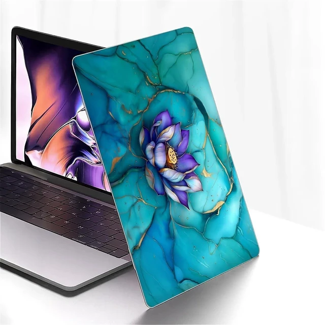 Alt view image 9 of 10 - Punmada for MacBook Pro 16 Inch Release 2021/2023 Model A2485/A2780 Clear Computer Case,Hardshell Laptop Case Marble Textured Lotus Flower
