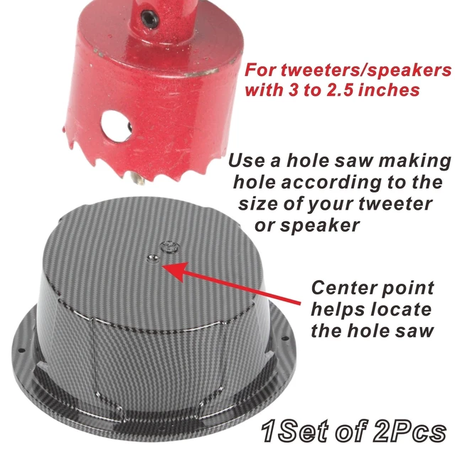 Alt view image 7 of 10 - 2PCS 3'' to 2.5'' Universal Speaker Tweeter Boxes for UTV ATV RV Boat Trunk Trailer Golf Cart Marine Speaker Enclosures Pods Mount Spacer Rear Deck Kick Panel Box (Carbon Fiber Style, 3 to 2.5inch)