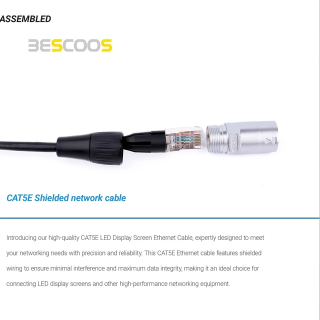 Alt view image 10 of 10 - BESCOOS RJ45 CAT5E Ethercon Cable Both Ends with Ethernet Shielded Connectors (Black, 3Feet_5PCS)