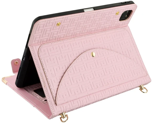 Alt view image 7 of 10 - Handbag Case for iPad Air 13-inch M3/M2 (2025/2024), iPad Pro 12.9" (2018-2022) Cover w/Pencil Holder, Techcircle Folio Stand Functional Carrying Wallet Case, Baby Pink