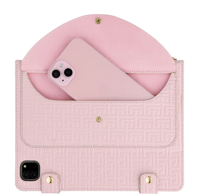 Alt view image 8 of 10 - Handbag Case for iPad Air 13-inch M3/M2 (2025/2024), iPad Pro 12.9" (2018-2022) Cover w/Pencil Holder, Techcircle Folio Stand Functional Carrying Wallet Case, Baby Pink
