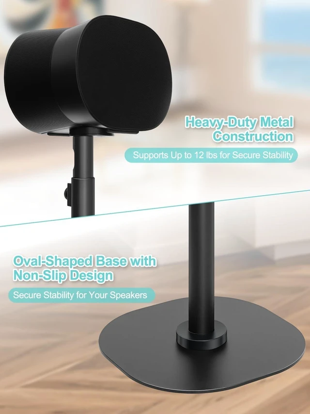 Alt view image 10 of 10 - Haturi Speaker Stand Single for Sonos ERA 300 & 100, Height Adjustable 2242 Floor Stand with Cable Management Heavy Duty Metal Construction Non Slip Base for Living Room Bedroom Office