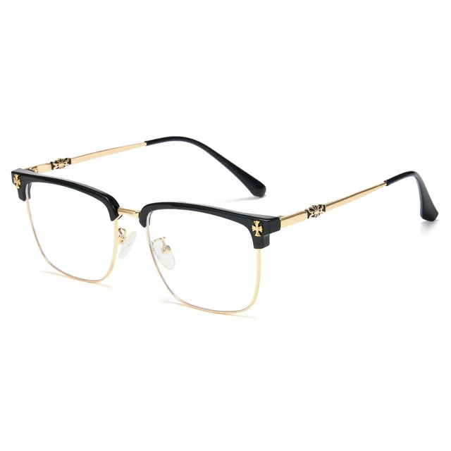 Alt view image 6 of 10 - Cyxus Retro Blue Light Glasses Men - Square TR90 Metal Blowline Frame Stylish Trendy for Computer Daily Work 8252