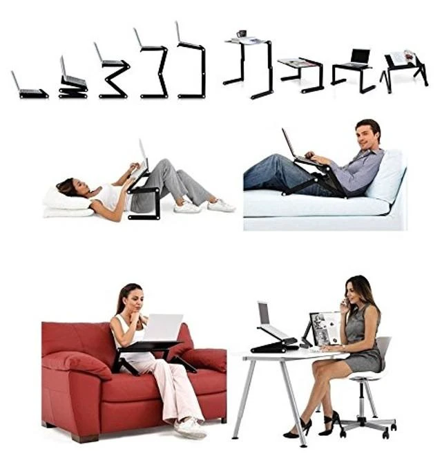 Alt view image 8 of 10 - Zippace Adjustable Lap Desk Laptop Computer Portable Multifunctional Ergonomic Vented Table Stand Tray Mount Holder(480 * 260mm with Mouse Pad, Pink)
