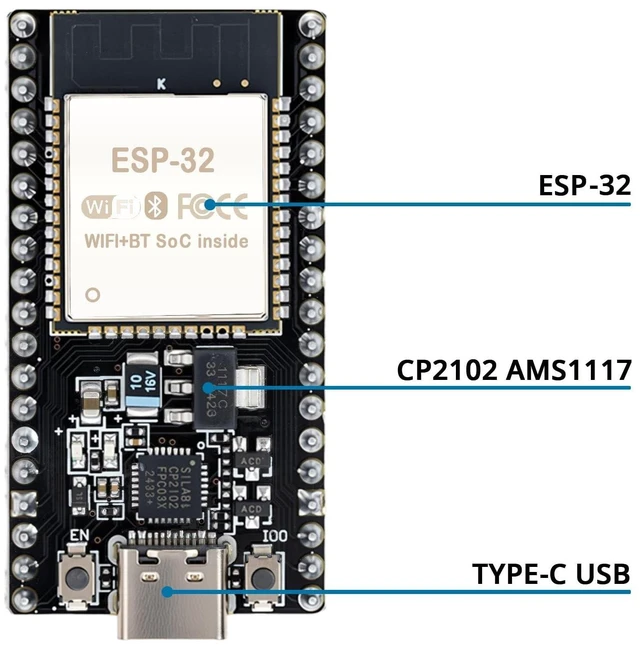 Alt view image 9 of 10 - hiBCTR 12 Packs ESP32-DevKitC-32 Development Board modules(ESP-32D,ESP-32 CP2012 USB C with 38 pins),Supporting STA/AP/STA+AP,with WiFi+Bluetooth Dual-core and Type-C Interface.
