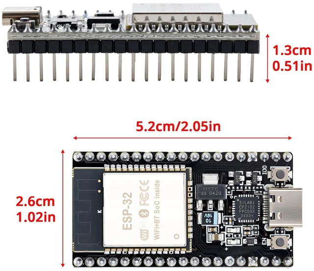 Alt view image 10 of 10 - hiBCTR 12 Packs ESP32-DevKitC-32 Development Board modules(ESP-32D,ESP-32 CP2012 USB C with 38 pins),Supporting STA/AP/STA+AP,with WiFi+Bluetooth Dual-core and Type-C Interface.