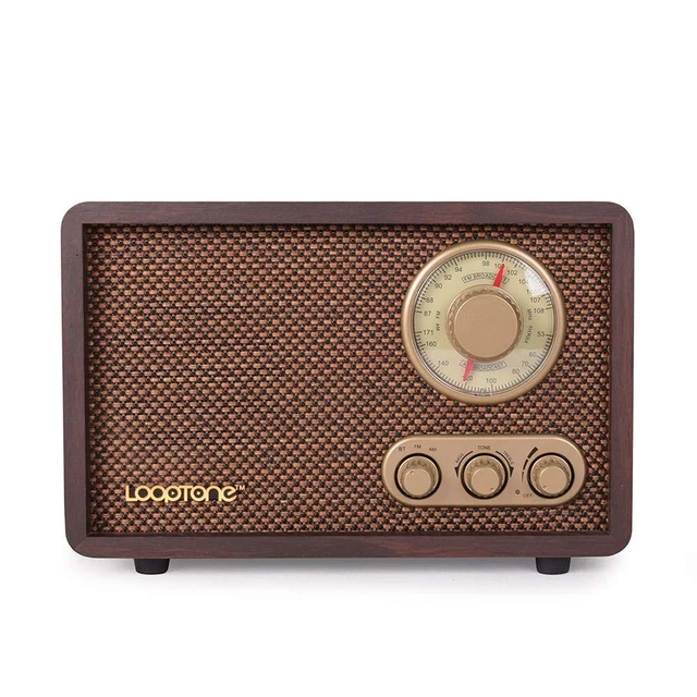Alt view image 6 of 10 - LoopTone FM AM Radio Retro Wood Radio with Bluetooth Play Mp3 and Antenna Built in Speaker for Kitchen Living Room Coffee