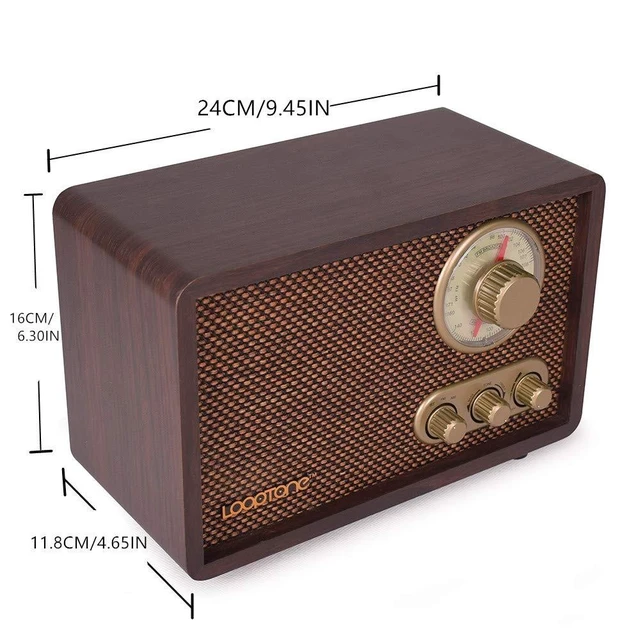 Alt view image 10 of 10 - LoopTone FM AM Radio Retro Wood Radio with Bluetooth Play Mp3 and Antenna Built in Speaker for Kitchen Living Room Coffee