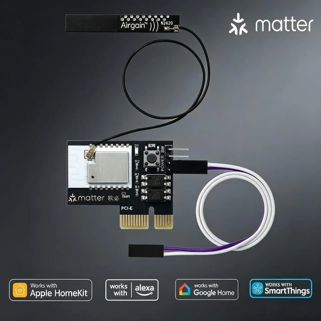 Alt view image 7 of 10 - Matter Over WiFi Remote PC Power Switch, Wireless Desktop PC Power Button Switch ON/Off Control for Computer Motherboard Work with HomeKit, Apple Home, Siri, Alexa, Google, SmartThings