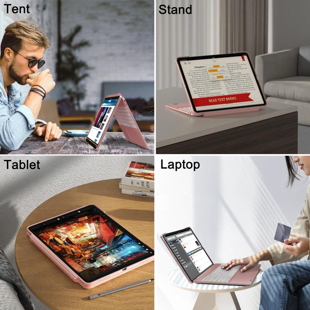 Alt view image 9 of 10 - doqo iPad pro 10.5 Keyboard Case, iPad Air 3rd Gen case with Keyboard,Detachable 360 Protective case with 7 Colors Backlight, Bluetooth Keyboard with Touchpad for ipad air 3 and iPad Pro 10.5 Pink