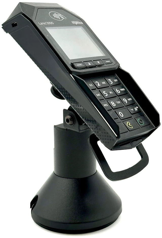 Alt view image 7 of 10 - DCCStands Ingenico Lane/3000/5000/7000/8000 Low Profile Swivel and Tilt Stand, Screw-in and Adhesive