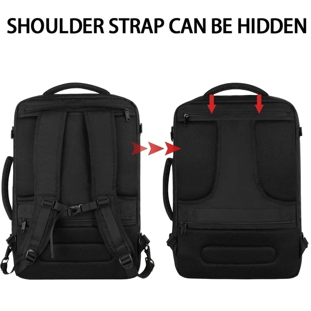 Alt view image 10 of 10 - Vancropak Carry On Backpack, 40L Expandable Extra Large Travel Backpack, Flight Approved Water Resistant Luggage Suitcase Daypack, Lightweight College Business Weekender Bag for Men & Women, Black