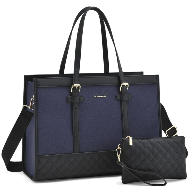 Alt view image 6 of 10 - LOVEVOOK Laptop Bag for Women 15.6 inch Canvas Laptop Tote Bag, Large Capacity Work Bags with Clutch Purse, Computer Bags Office Business Briefcase, Casual Handbag for Travel College Teacher