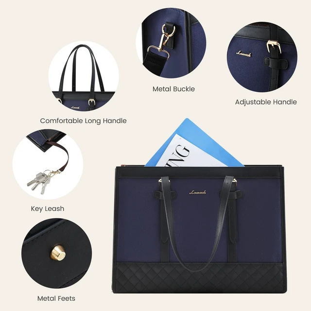 Alt view image 10 of 10 - LOVEVOOK Laptop Bag for Women 15.6 inch Canvas Laptop Tote Bag, Large Capacity Work Bags with Clutch Purse, Computer Bags Office Business Briefcase, Casual Handbag for Travel College Teacher