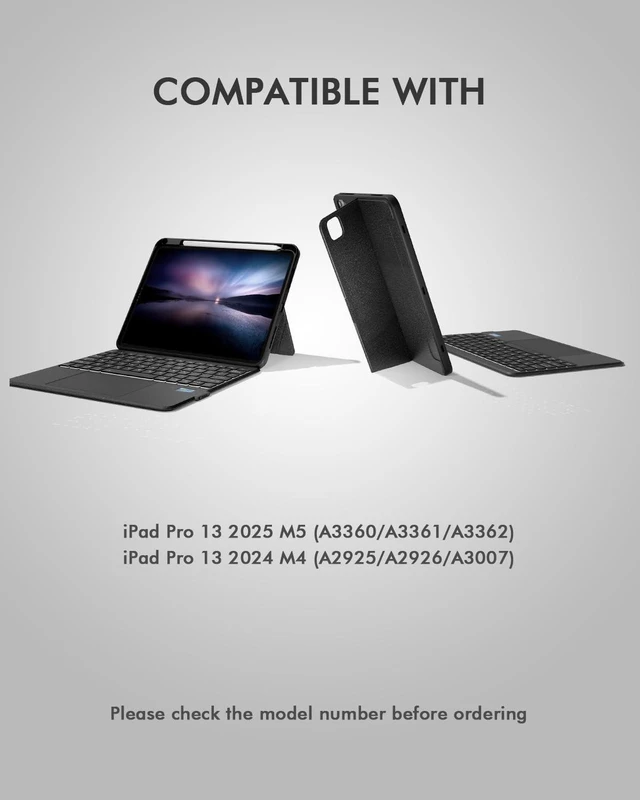 Alt view image 7 of 10 - Doohoeek Keyboard Folio w/Screen for iPad Pro 13 inch (M5/M4, 2025/2024), Magnetic Detachable Keybaord with Case & Trackpaf & Backlit & 160 Kickstand & Pen Slot, Keyboard for iPad Pro 13"