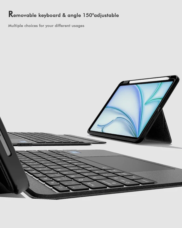 Alt view image 10 of 10 - Doohoeek Keyboard Folio w/Screen for iPad Pro 13 inch (M5/M4, 2025/2024), Magnetic Detachable Keybaord with Case & Trackpaf & Backlit & 160 Kickstand & Pen Slot, Keyboard for iPad Pro 13"