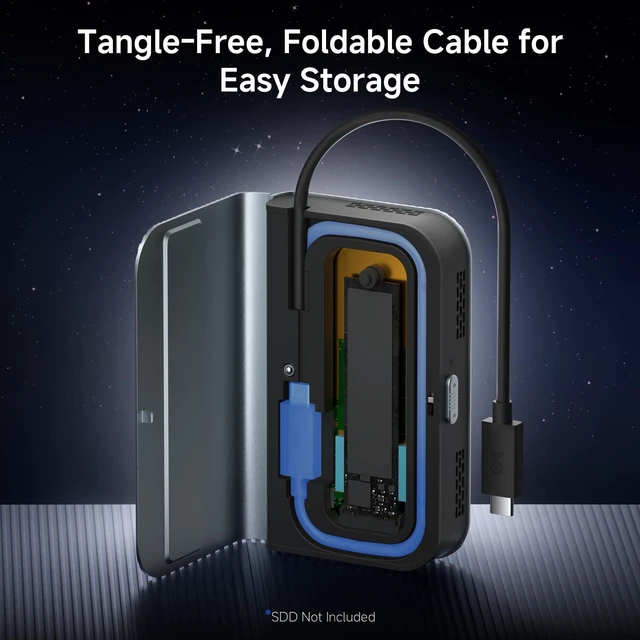 Alt view image 7 of 10 - Cable Matters 40Gbps Portable USB4 / Thunderbolt 4 SSD Enclosure for M.2 NVMe SSD - Up to Read:3800MB/s, Write:3600MB/s, NVMe Enclosure, Tool-Free, Intelligent Cooling, Thunderbolt 4/5 Compatible