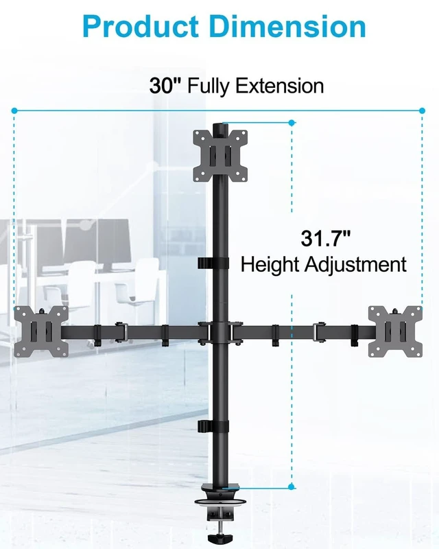 Alt view image 9 of 10 - MOUNTUP Triple Monitor Stand, Height Adjustable Monitor Desk Mount Fit for 17 to 32 Inch Computer Screens, Stacked Monitors Arm for 3 Monitors, with C-Clamp and Grommet Base, up to 17.6lbs per Arm