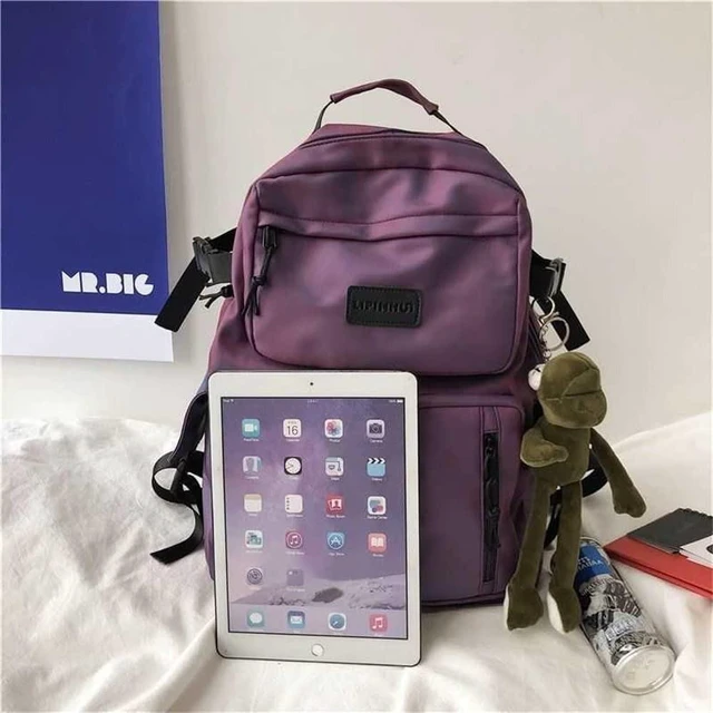 Alt view image 10 of 10 - Casual Large Capacity Student Backpacks Cute Backpack for Back To School Traveling Hiking Teens Girls Aesthetic Backpack (Purple)