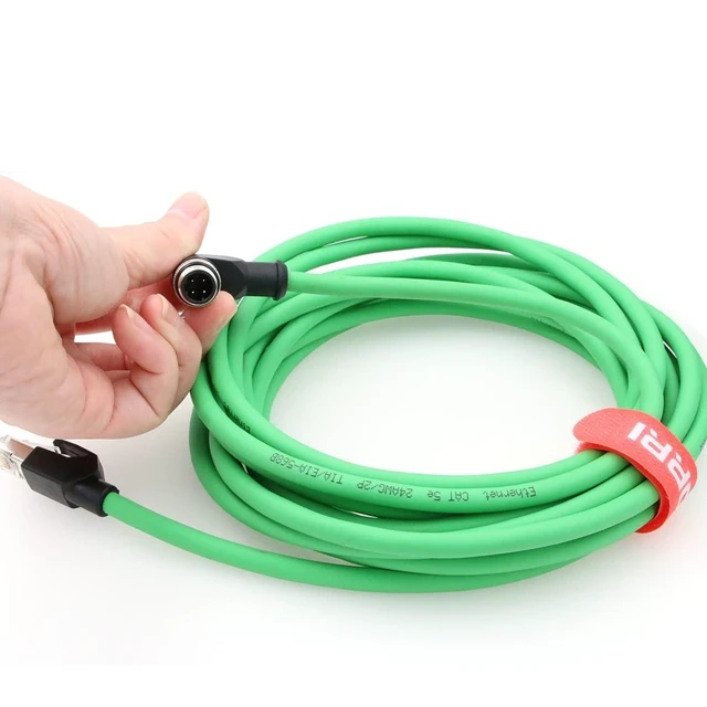 Alt view image 9 of 10 - DRRI Right Angle M12 4pin D-Code Male to RJ45 Waterproof Ethernet Shielded Cat5E Cable for SMC Ex260 to Ethernet IP Automation Network