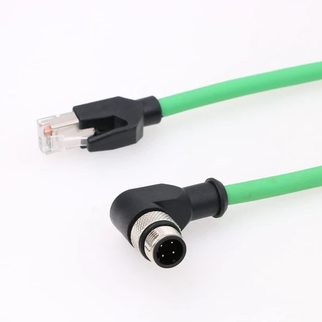 Alt view image 10 of 10 - DRRI Right Angle M12 4pin D-Code Male to RJ45 Waterproof Ethernet Shielded Cat5E Cable for SMC Ex260 to Ethernet IP Automation Network