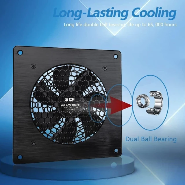 Alt view image 10 of 10 - SCCCF USB Cabinet 120MM Fan Quiet Cooling Fan System 6" with Speed Control, for Home Theater AV Cabinets