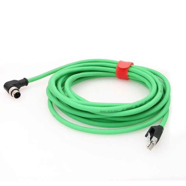 Alt view image 8 of 10 - DRRI Right Angle M12 4pin D-Code Male to RJ45 Waterproof Ethernet Shielded Cat5E Cable for SMC Ex260 to Ethernet IP Automation Network