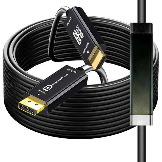 Alt view image 6 of 10 - 4K DisplayPort to HDMI 60FT Cable, DP to HDMI Male Video UHD Unidirectional Adapter, 4K@30Hz, 1080P@120Hz, 3840 x 2160 Compatible with Dell, HP, Lenovo, Black