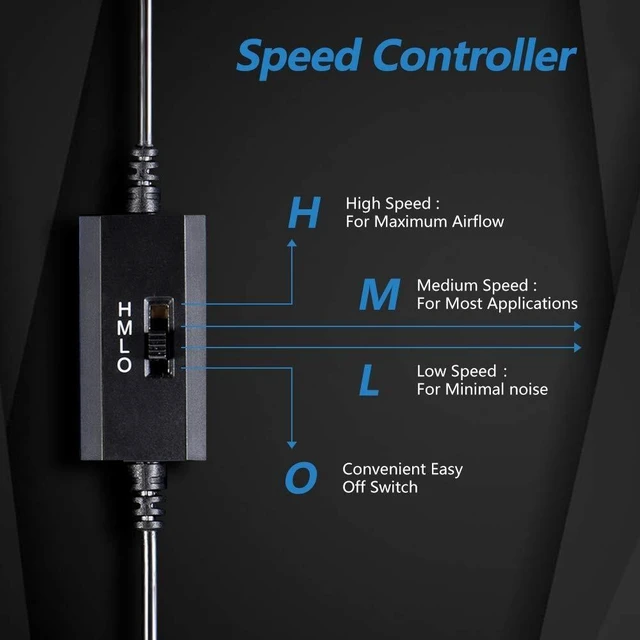 Alt view image 9 of 10 - SCCCF USB Cabinet 120MM Fan Quiet Cooling Fan System 6" with Speed Control, for Home Theater AV Cabinets