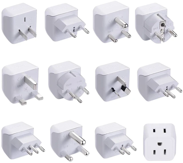 Alt view image 11 of 12 - Ceptics World Travel Adapter Set - 2 in 1 USA to Europe, Asia, Africa, India, Japan, Australia, Brazil, China, Israel and more - 11 Pack - Safe Grounded - Works with Cell phones, Laptops, Chargers