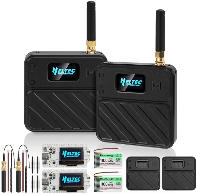 Alt view image 6 of 10 - Meshnology 2 Set ESP32 LoRa V3 Development Board with 915MHz Antenna + 1100mAh Battery + Meshtastic Case, ESP32-S3 SX1262 Integrated WiFi Bluetooth OLED Display for Arduino LoRaWAN (N32 Plus, Black)