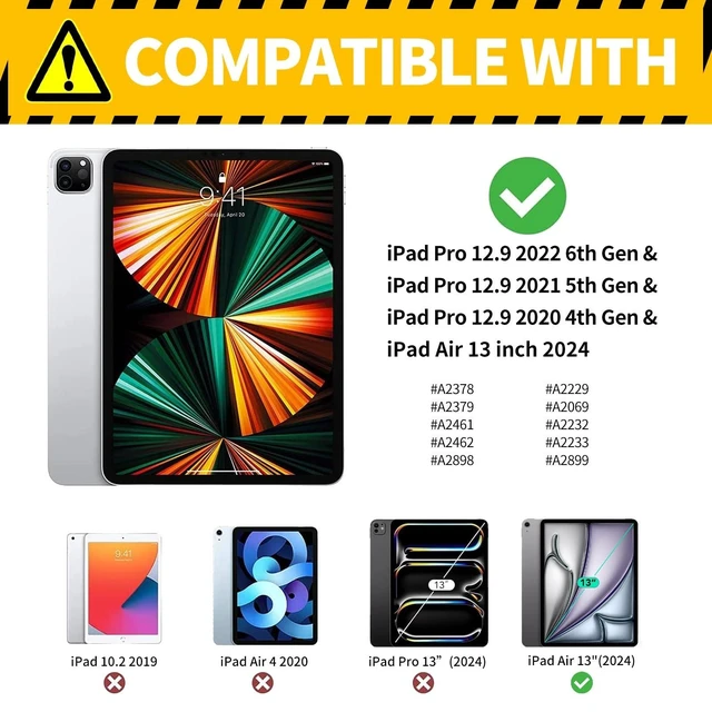 Alt view image 7 of 10 - for iPad Air 13 Inch Case M2(2024), for iPad Pro 12.9 Case (2022/2021/2020, 6th/5th/4th Gen) Case Slim PU Leather Multi-Angle Viewing Folio Stand Smart Shell Cover with Auto Wake/Sleep,Butterfly