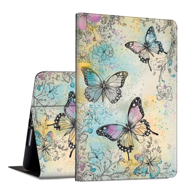 Alt view image 6 of 10 - for iPad Air 13 Inch Case M2(2024), for iPad Pro 12.9 Case (2022/2021/2020, 6th/5th/4th Gen) Case Slim PU Leather Multi-Angle Viewing Folio Stand Smart Shell Cover with Auto Wake/Sleep,Butterfly